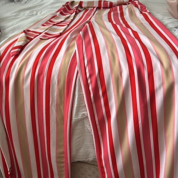 🦋 ⭐️HOST PICK⭐️7AVENUE STUDIO DESIGN NY Red tan & White Striped Flare Pants SZ 6 - Picture 12 of 15